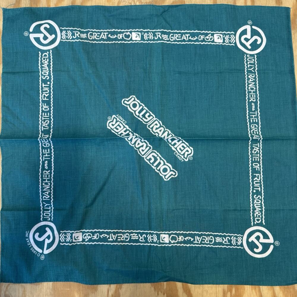 Vintage 1995 Jolly Rancher Candy Bandana Handkerchief Teal